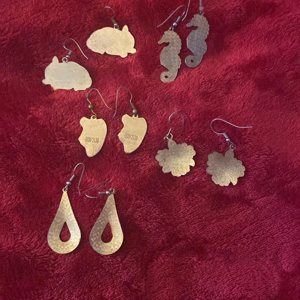 Lot of 5 pairs vintage 80’s earrings - Picture 2 of 2